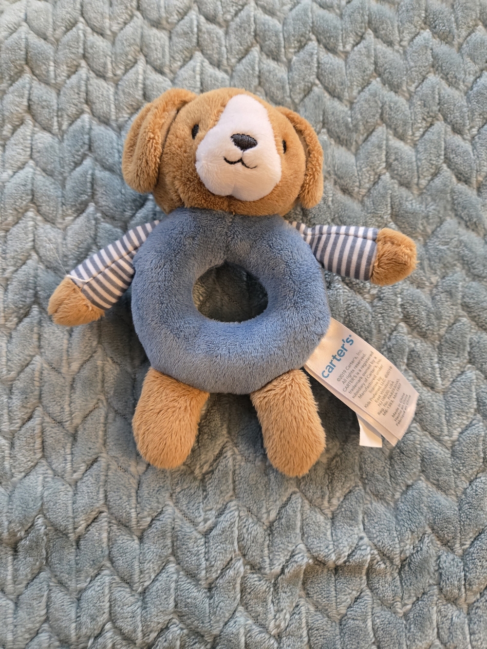 Carter's Blue Plush Puppy Ring Rattle